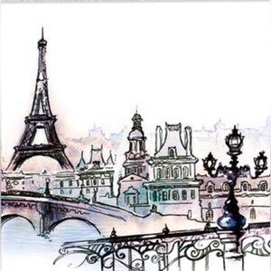 Blueink Studios Parisian View Cocktail Beverage Paper Napkins (5085) 40 ct